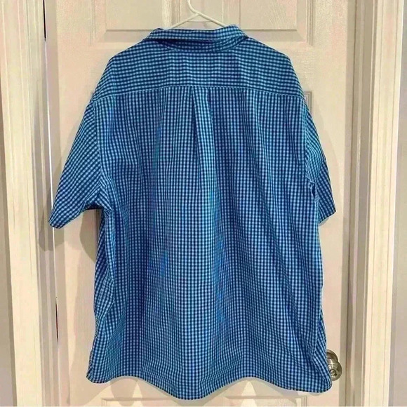 U.S. Polo Assn. Men's Blue Checked Button Up Shirt 2XL Short Sleeve Casual - Picture 4 of 6